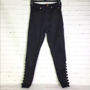 Judi Rosen Black High Waist Skinny Jeans Lattice
